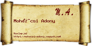 Mohácsi Adony névjegykártya